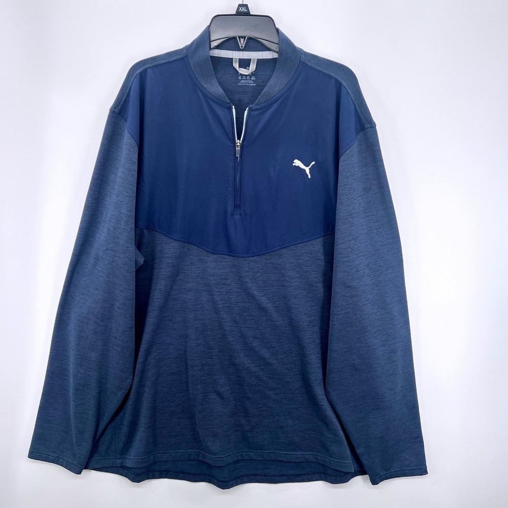Puma Mens Golf‎ Pullover Jacket 1/4 Zip Long Sleeve Blue XXL